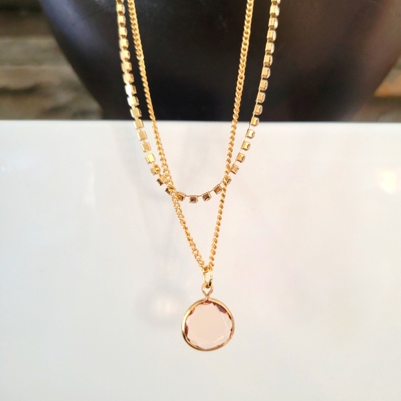Banana Republic Jewelry - Banana Republic 7" double layer necklace rose gold gem and rhinestone st…